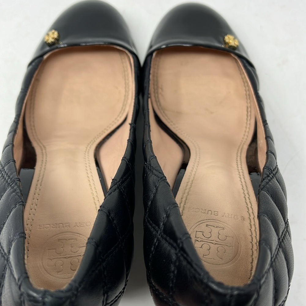 Tory Burch Black Quilted Leather Wedge Pumps - Picture 12 of 16